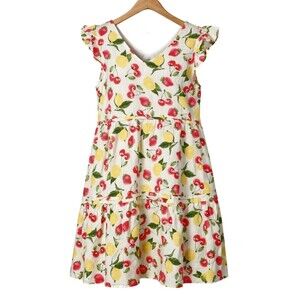 Isaac Mizrahi New York Fun Fruit Linen Blend Tiered Lightweight Pullover Dress